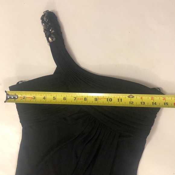 BCBG XS Dress Maxi Black Jewel Strap Back Zipper Front Slit Excellent Condition - Picture 6 of 9